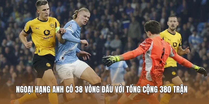 Ngoại Hạng Anh có 38 vòng đấu với tổng cộng 380 trận