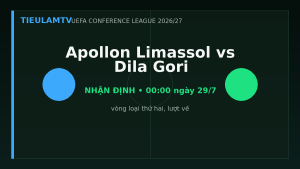 Nhận định Apollon Limassol vs Dila Gori - TieulamTV