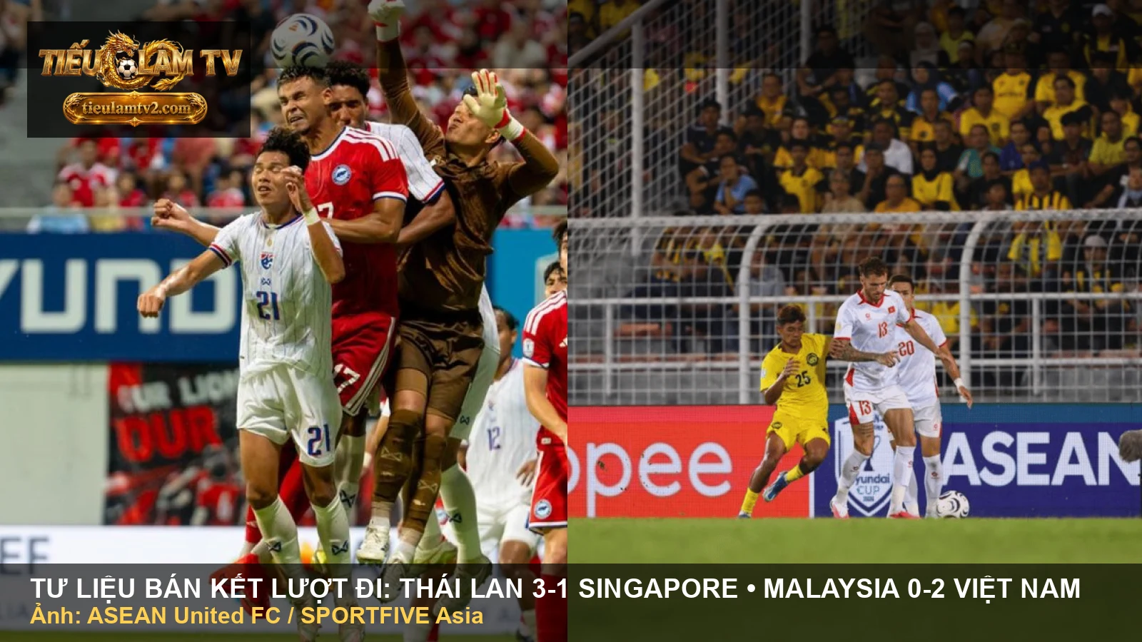 Cầu thủ Thái Lan và Việt Nam trong ảnh tư liệu từ các trận bán kết lượt đi ASEAN Hyundai Cup 2026