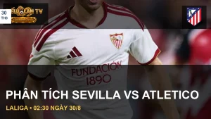Cầu thủ Sevilla FC và huy hiệu Atlético Madrid trước trận LaLiga